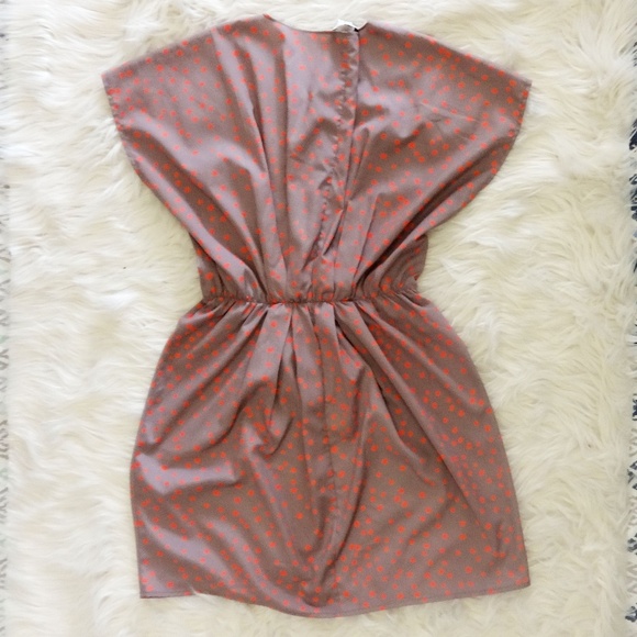 Bar III Polka Dot Flutter Sleeve Tunic Dress Muted Purple Coral Dots - Picture 4 of 4